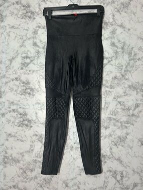 SPANX Black Leggings with Red Logo Tag